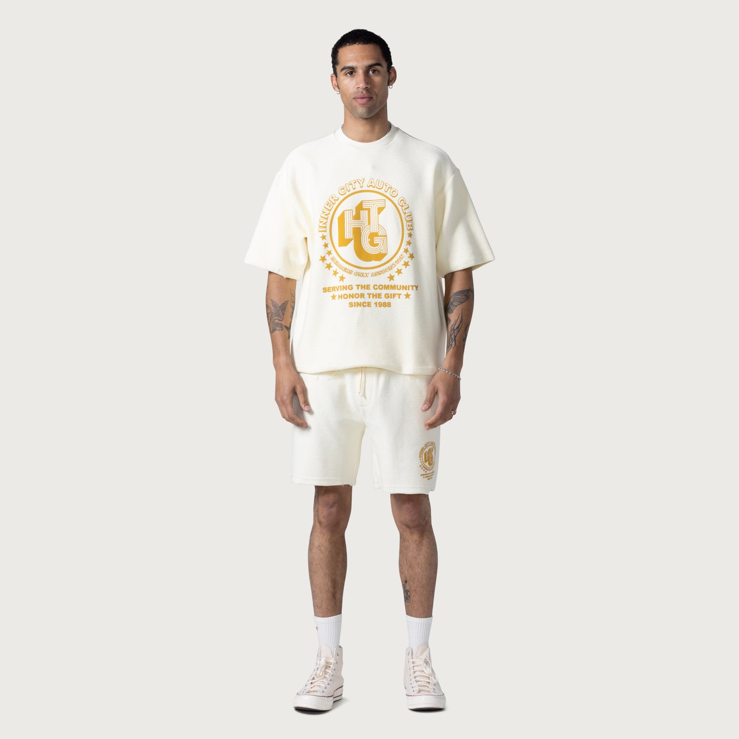 Race Herringbone Short - White