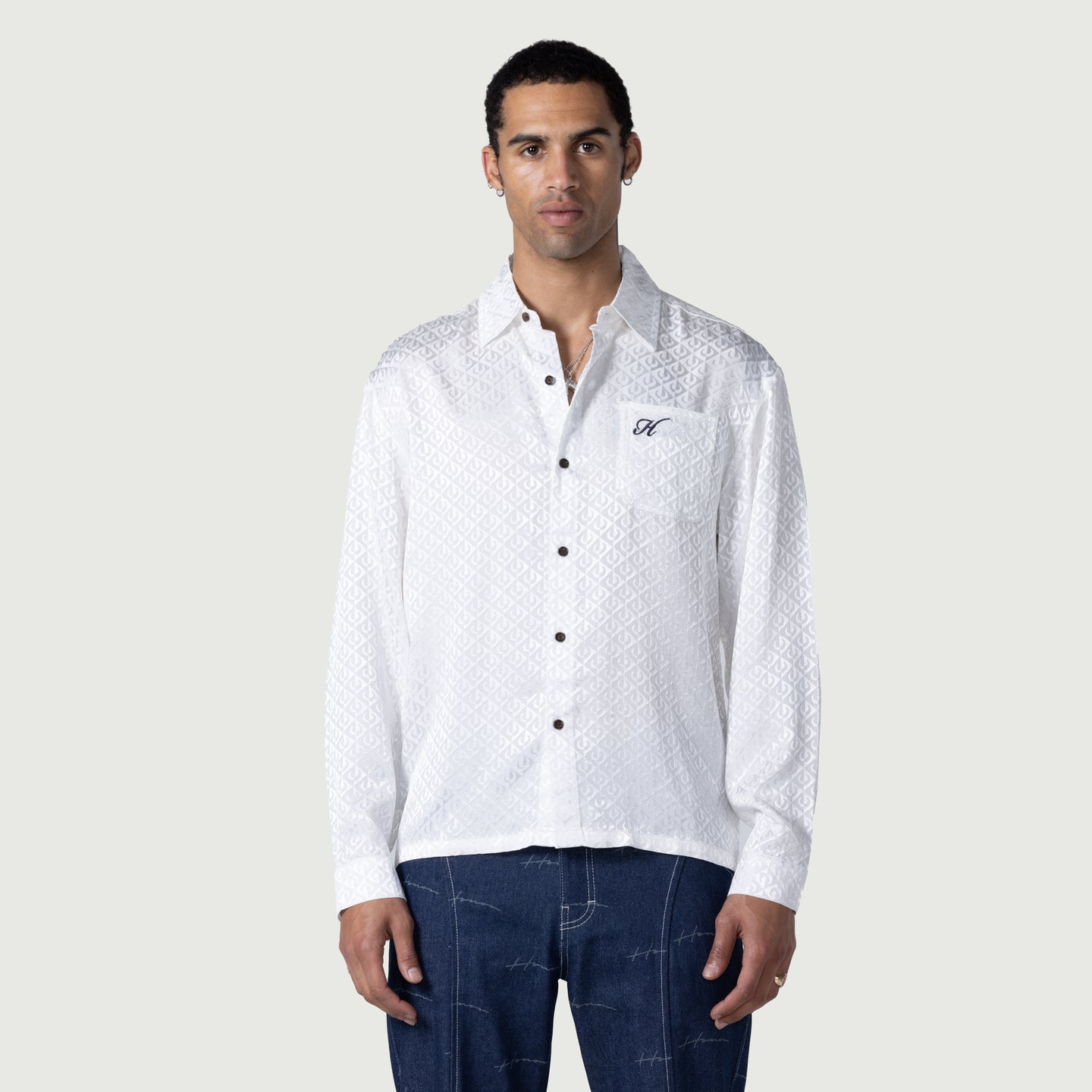 Race Night Button Up - White