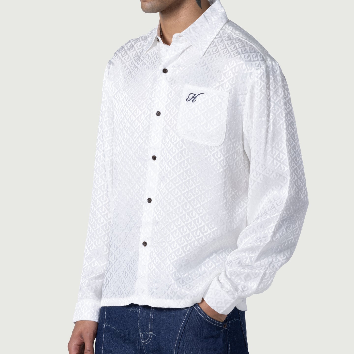 Race Night Button Up - White