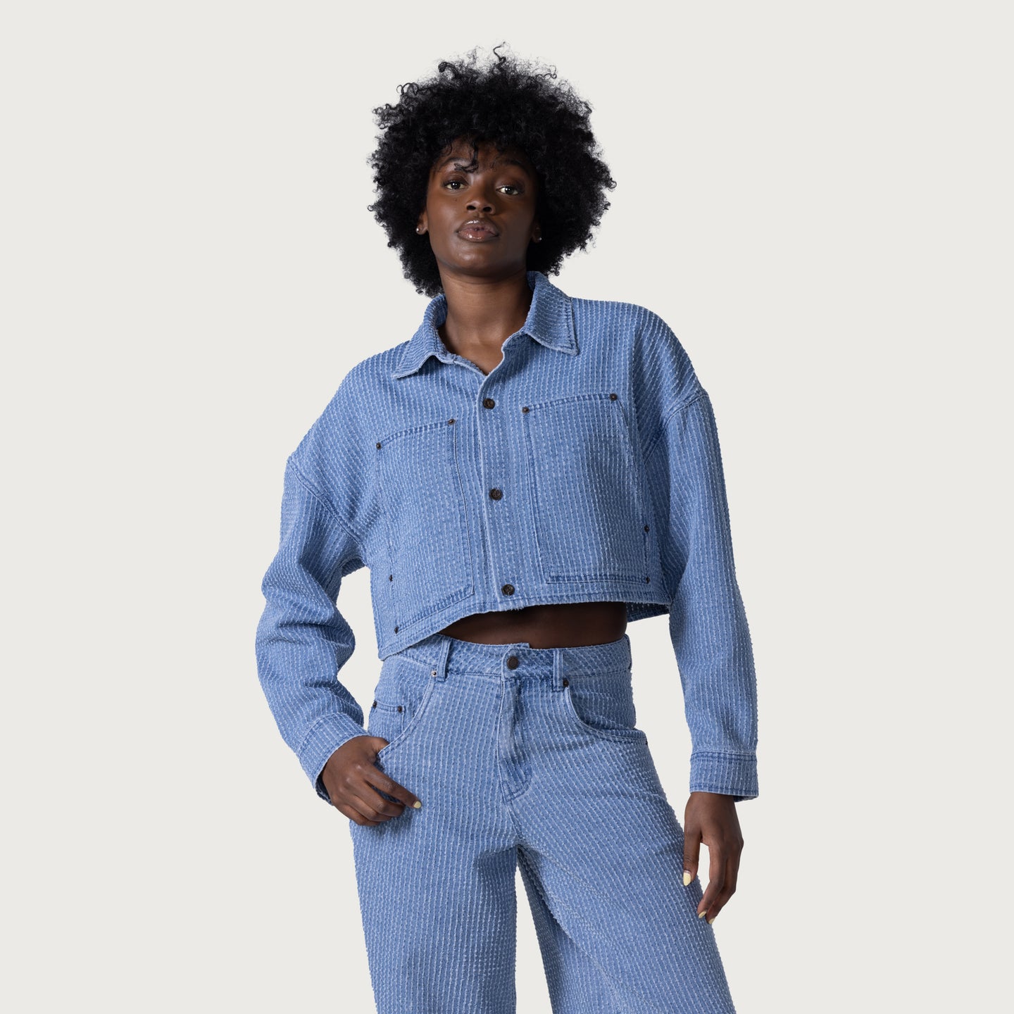 Honor Inc Cropped Shop Jacket - Blue