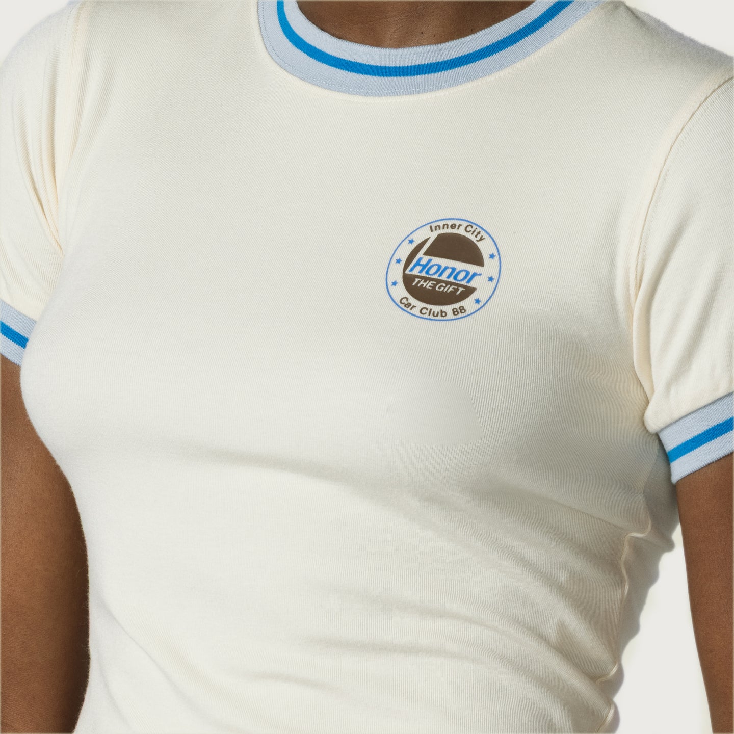 Women's Multi Color Ringer Tee - Blue