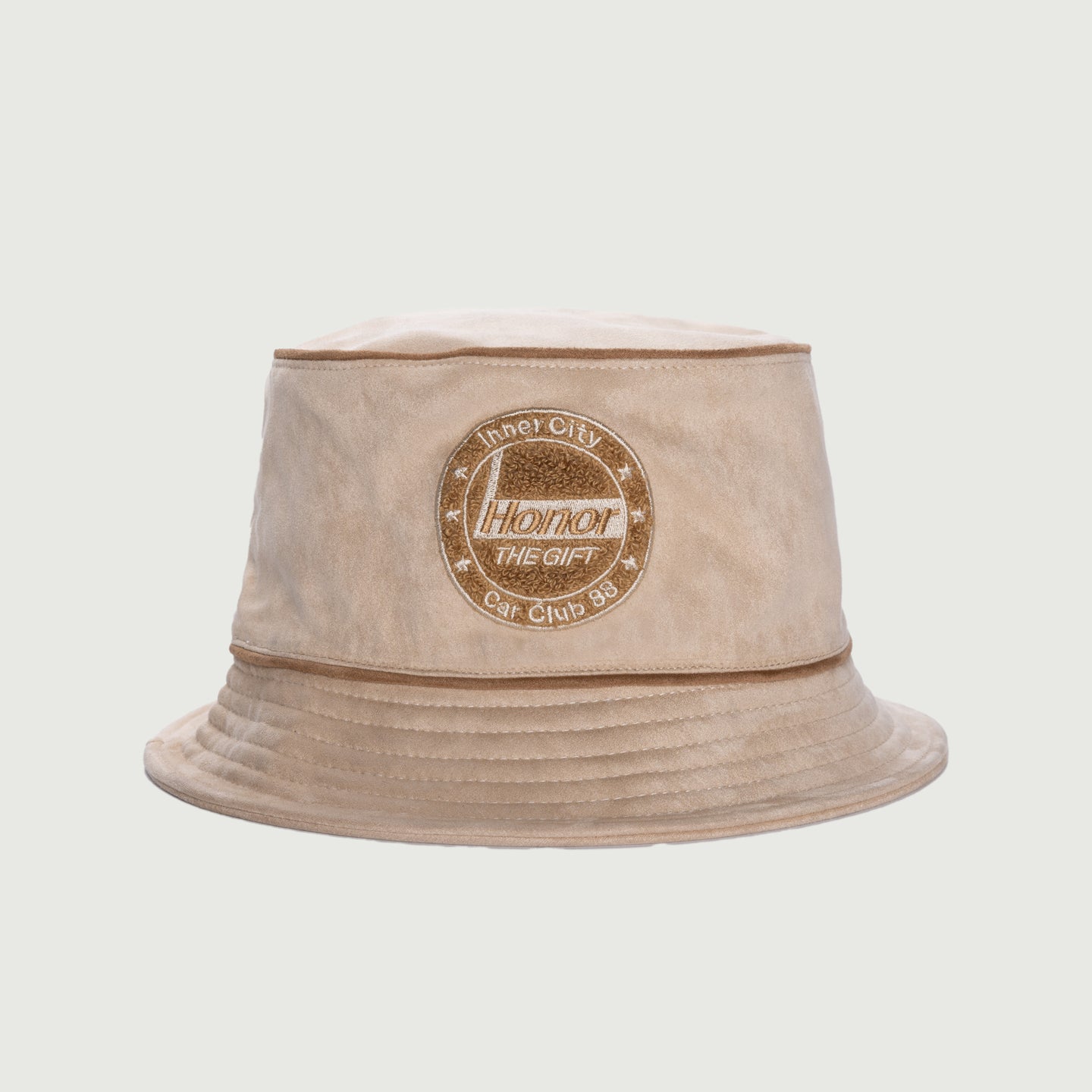 Faux Suede Bomber Bucket Hat - Bone