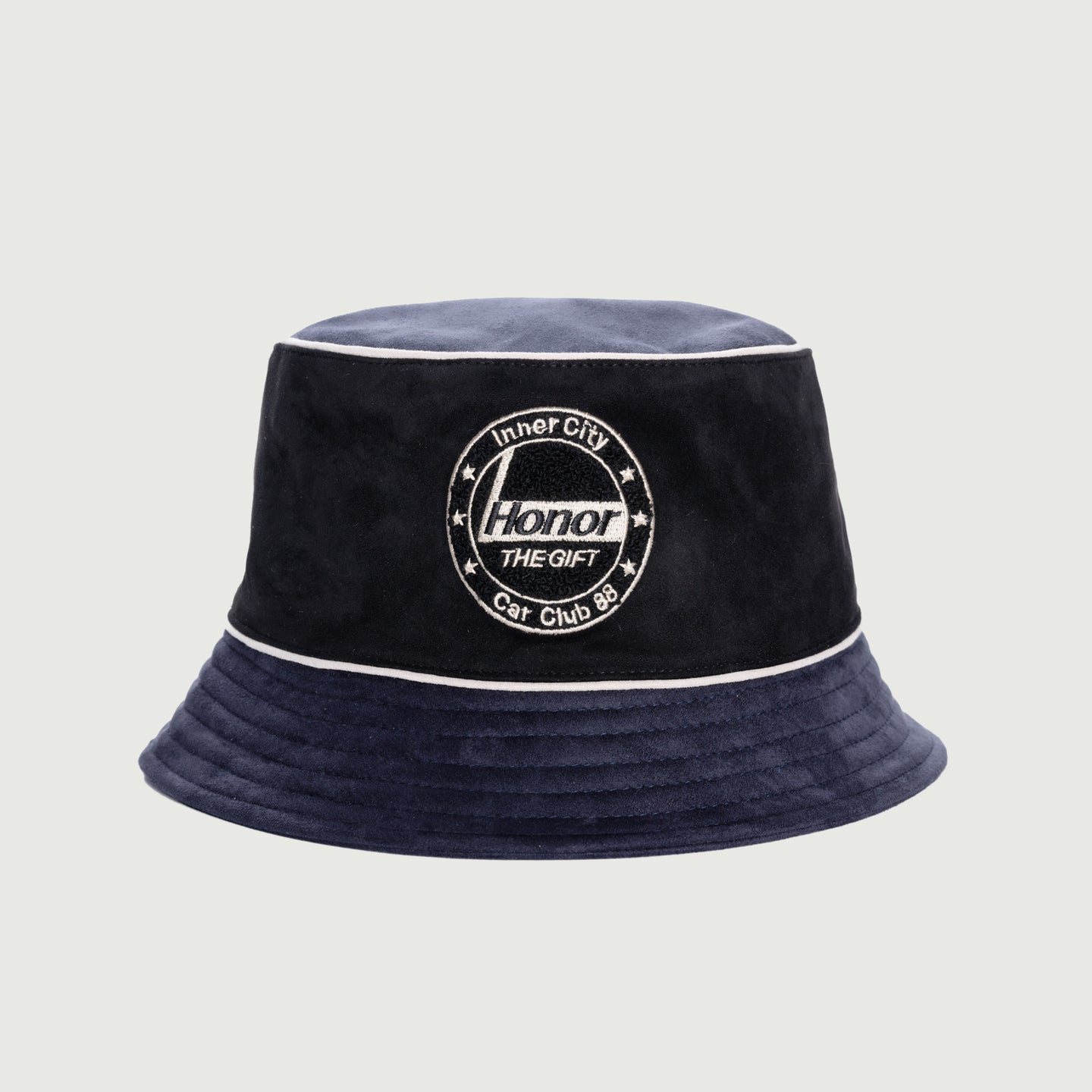 Faux Suede Bomber Bucket Hat - Navy