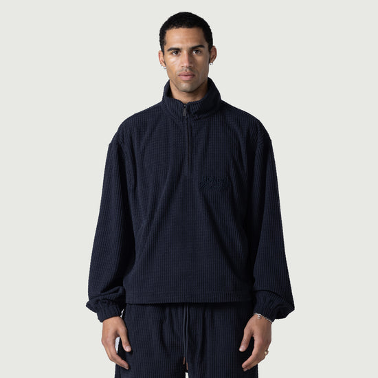 Textured Knit Anorak - Black