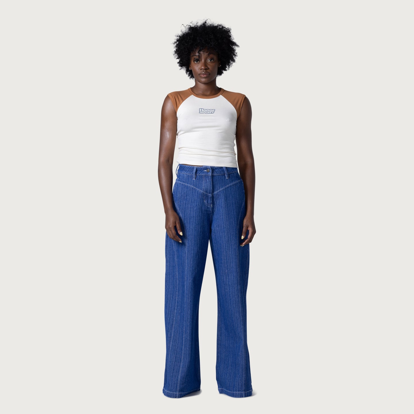 Tailored Curved Pant - Blue