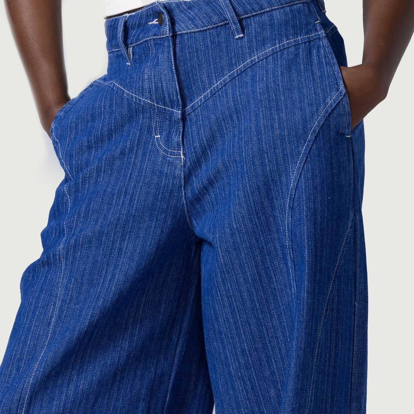 Tailored Curved Pant - Blue