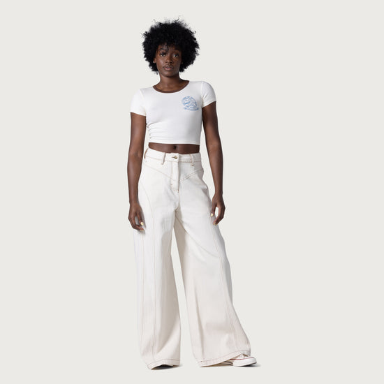 Tailored Curved Pant - Cream