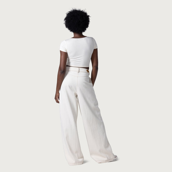Tailored Curved Pant - Cream