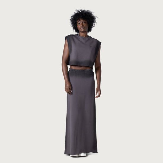 Spray Fleece Maxi Skirt - Black