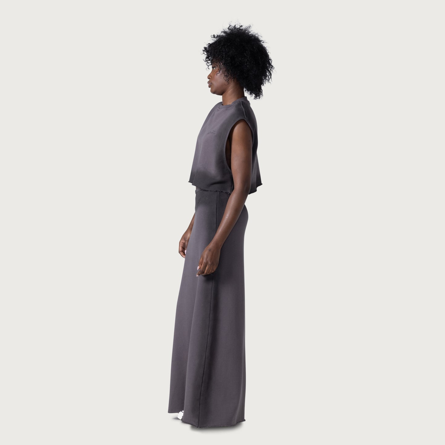 Spray Fleece Maxi Skirt - Black