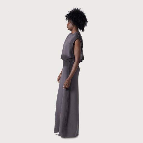Spray Fleece Maxi Skirt - Black