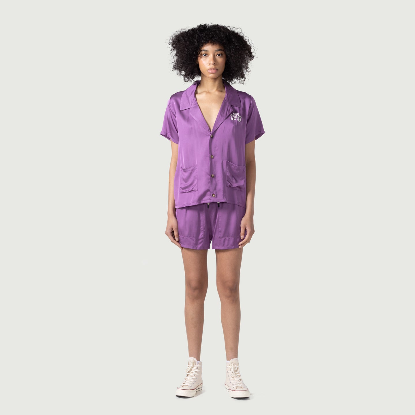 Womens Camp Shirt Button Up - Purple