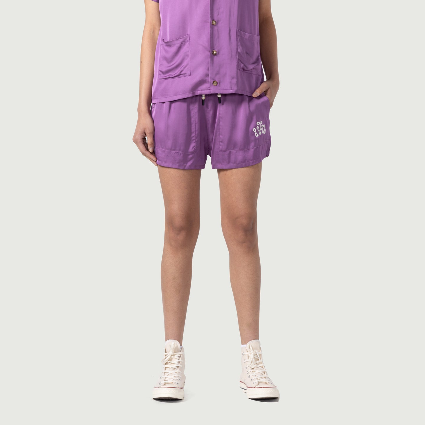 Womens Drawstring Loose Short - Purple