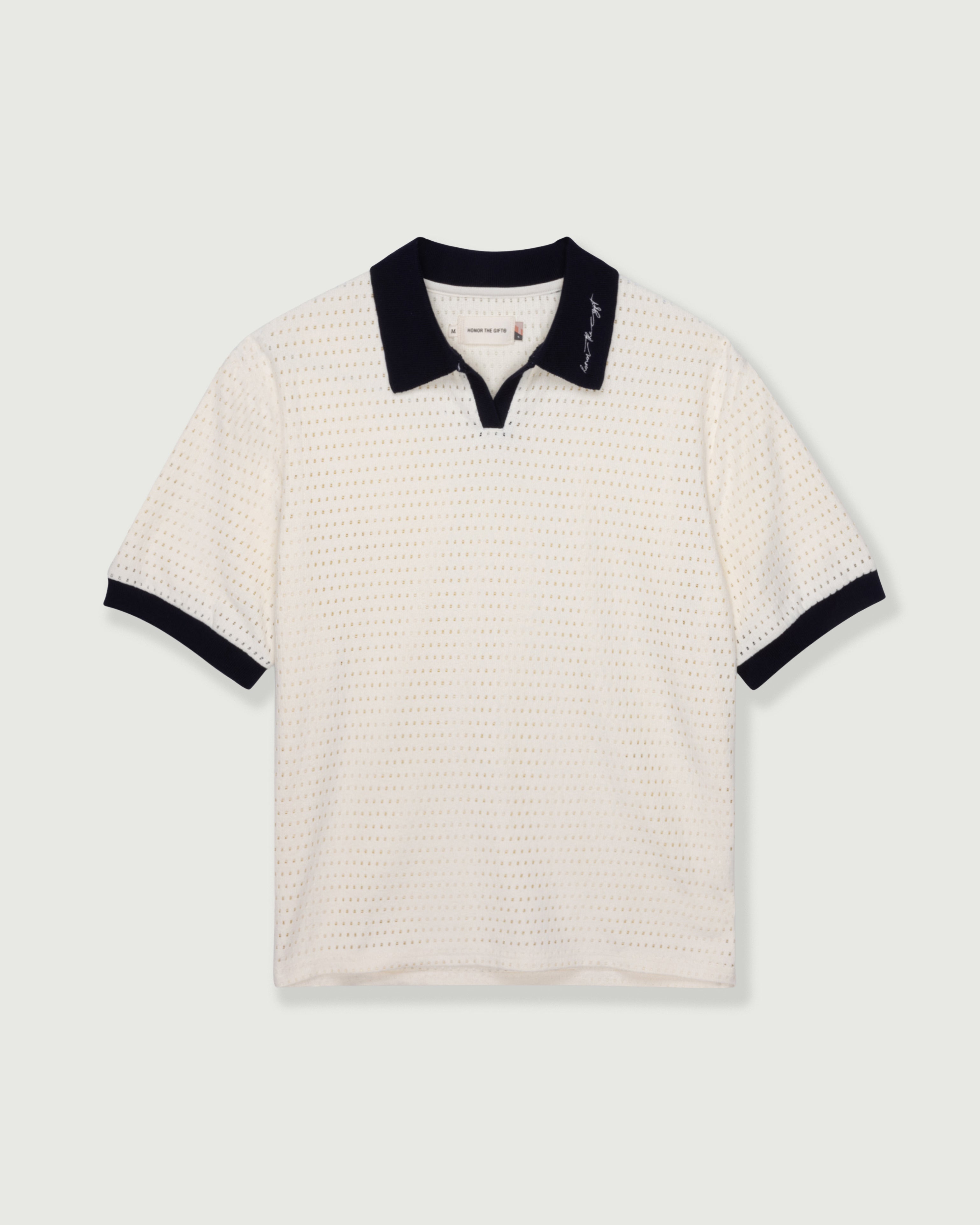 Pique Colorblock Polo - Bone