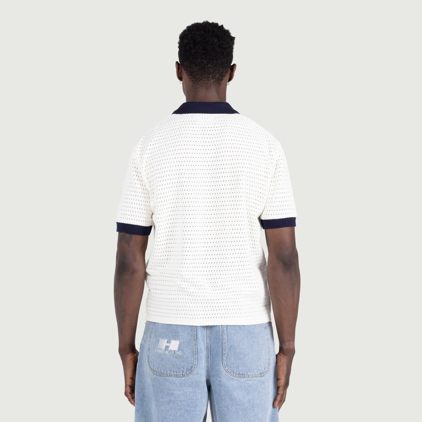 Pique Colorblock Polo - Bone