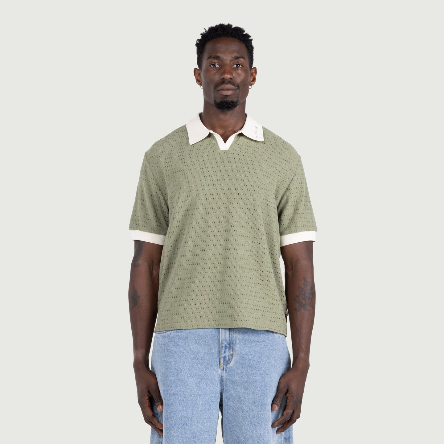 Pique Colorblock Polo - Sage
