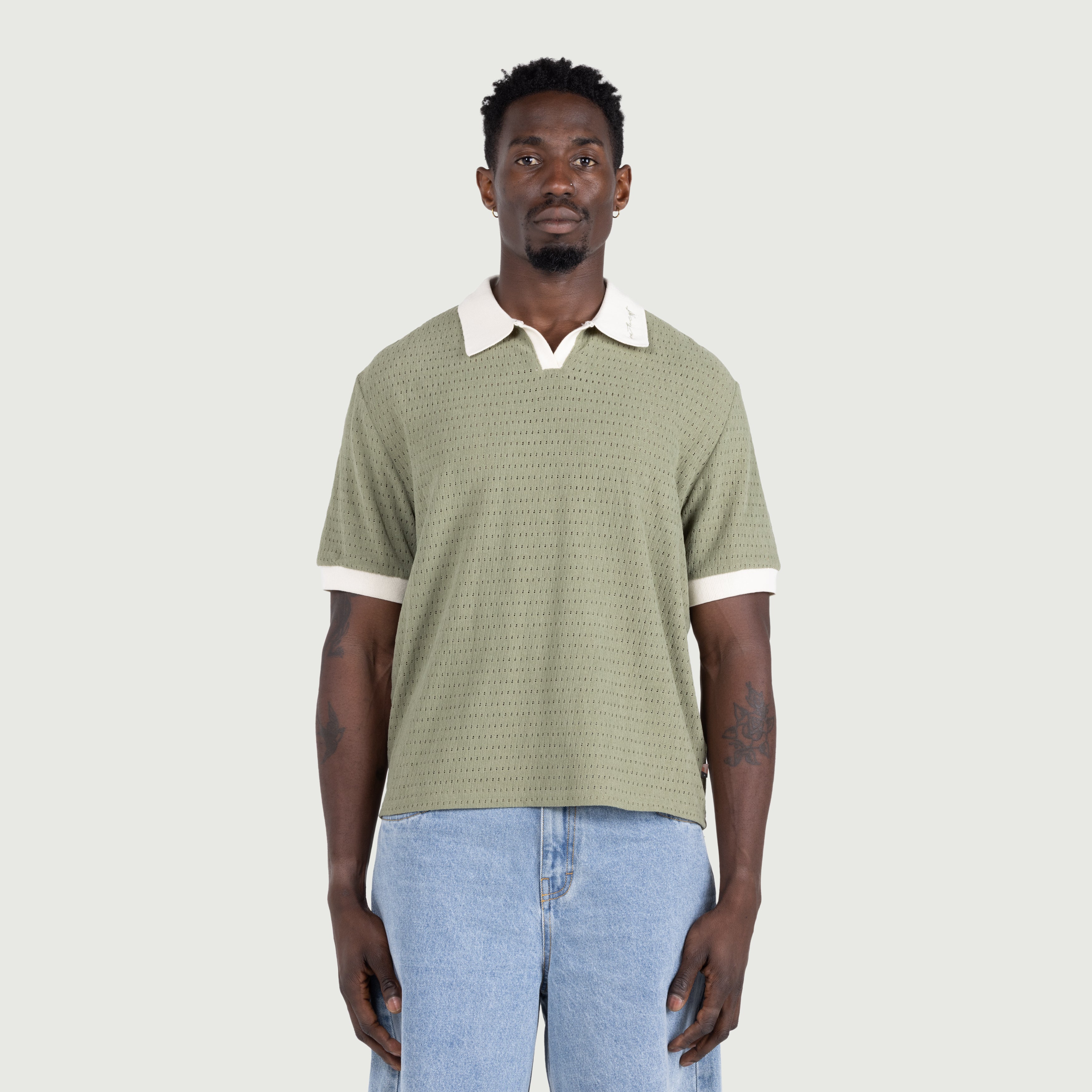 Pique Colorblock Polo - Sage
