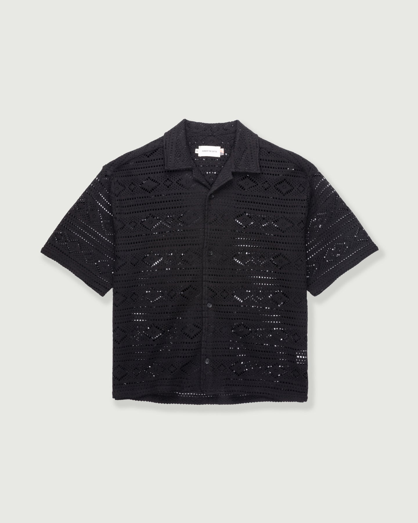 Pointelle Crochet Camp Collar - Black
