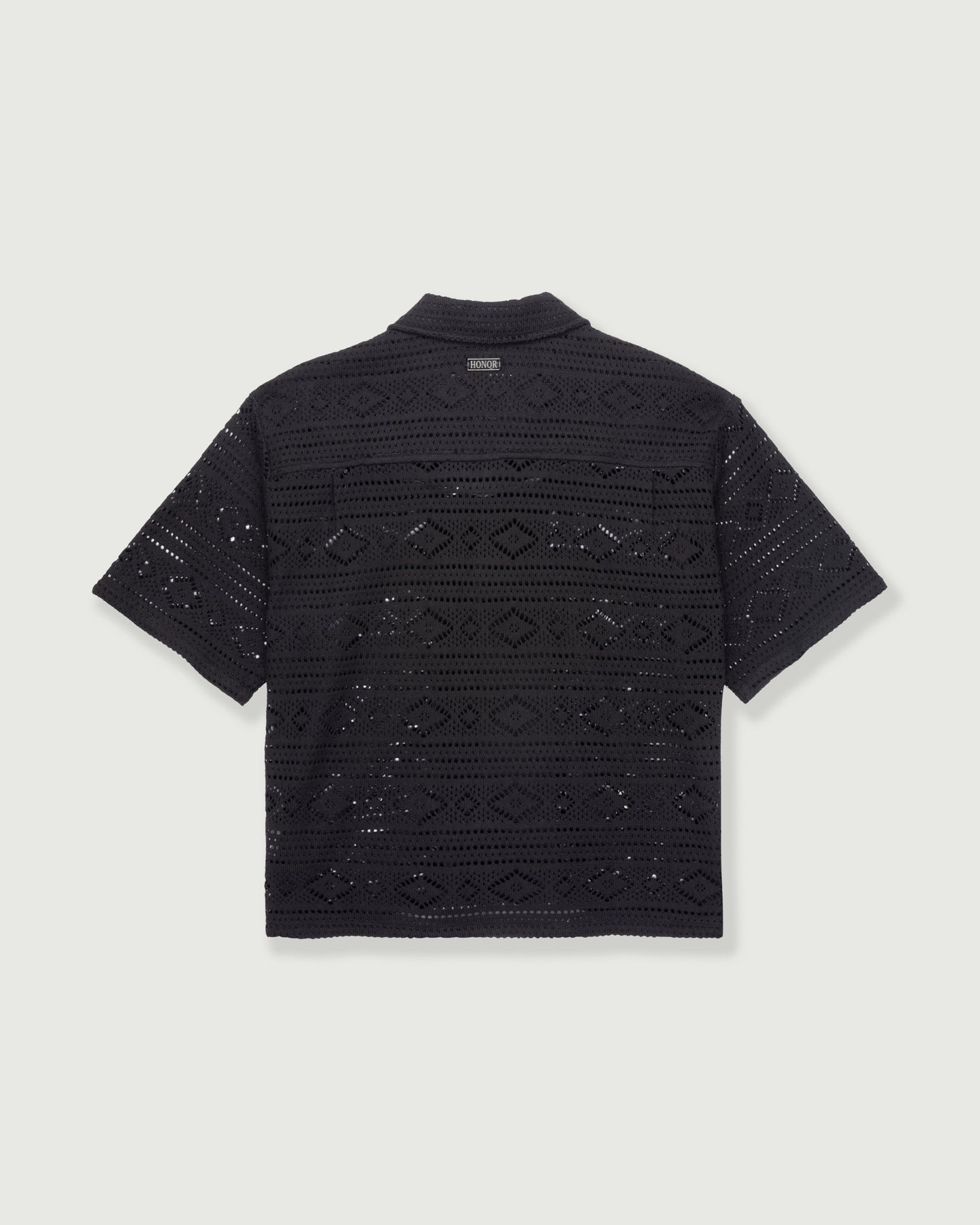 Pointelle Crochet Camp Collar - Black