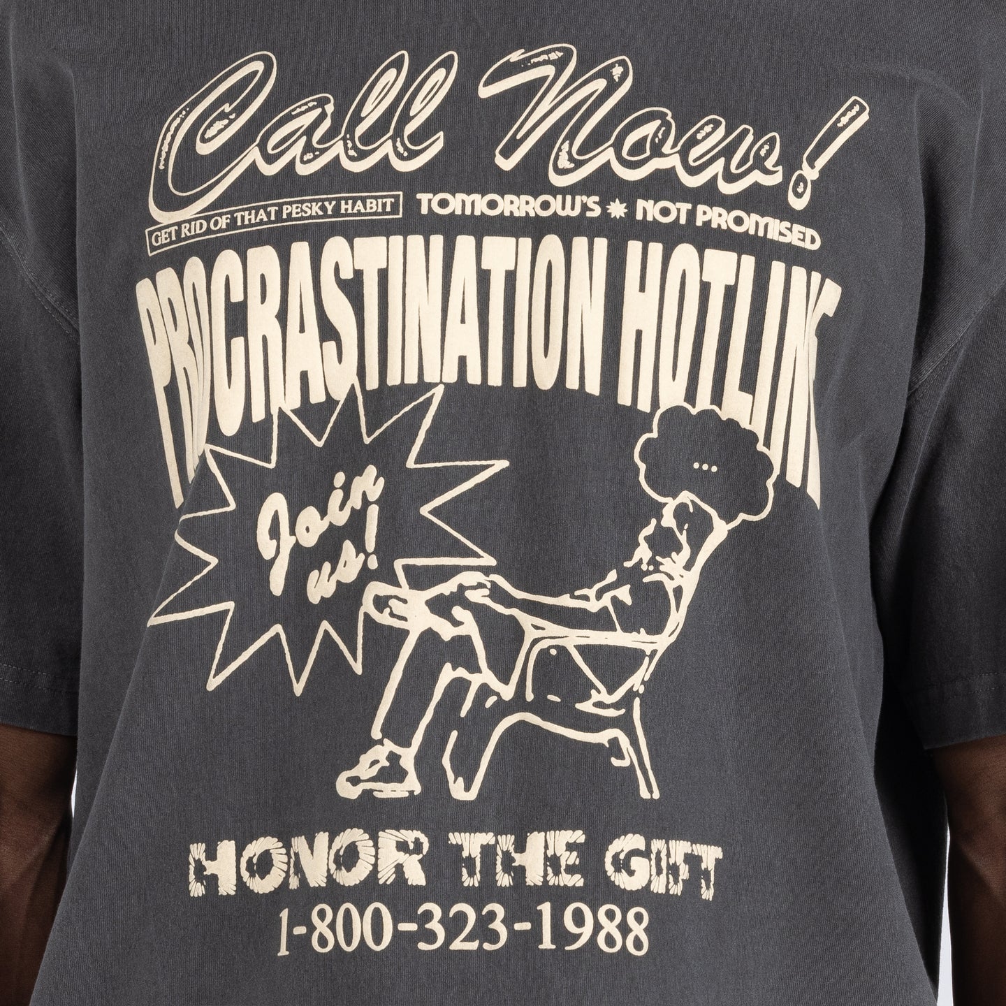 Procrastination Hotline Tee - Black