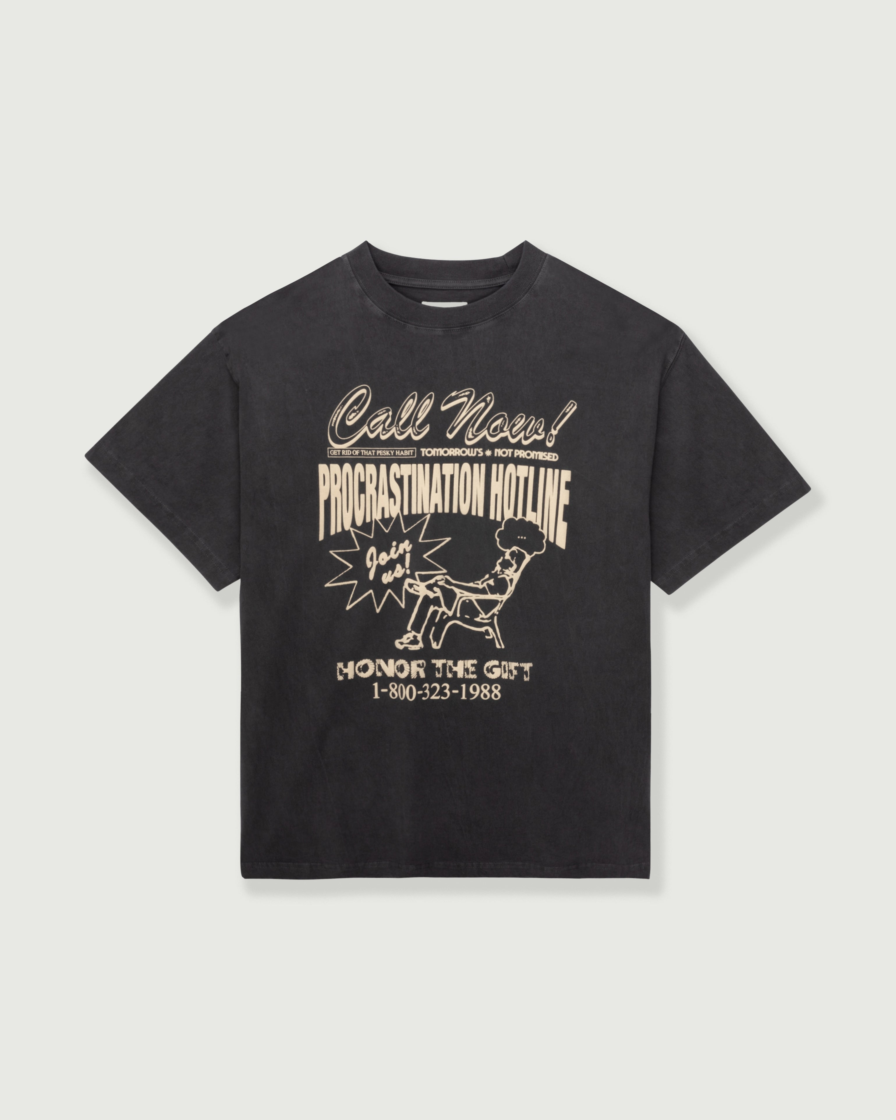 Procrastination Hotline Tee - Black