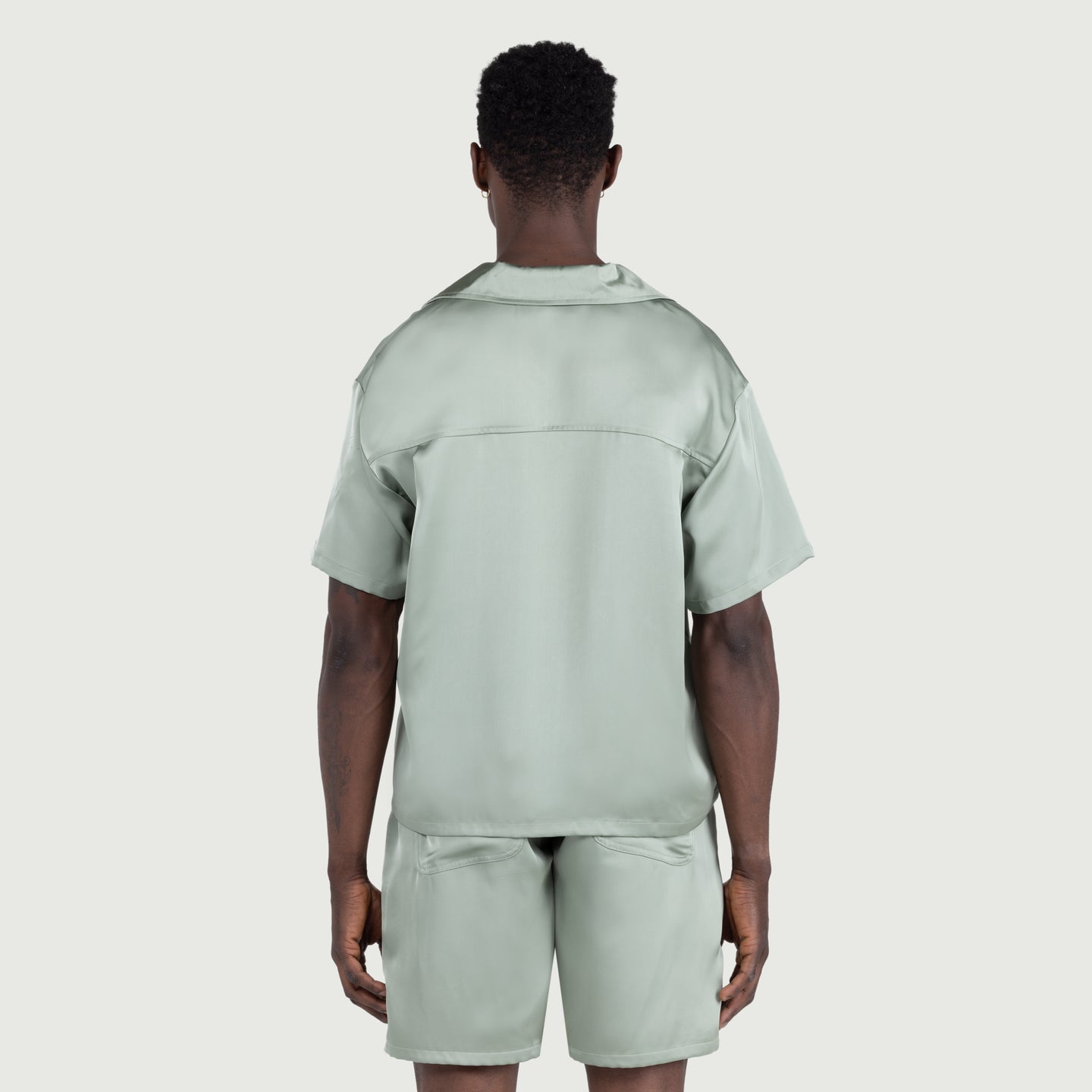 Satin Chest Logo Camp Collar - Sage