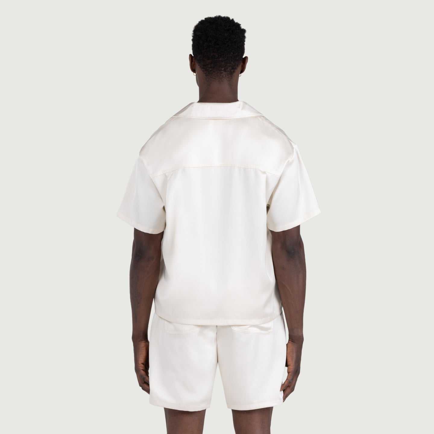 Satin Chest Logo Camp Collar - Sand