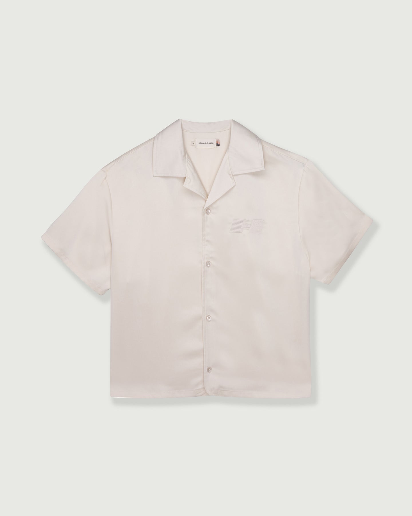 Satin Chest Logo Camp Collar - Sand