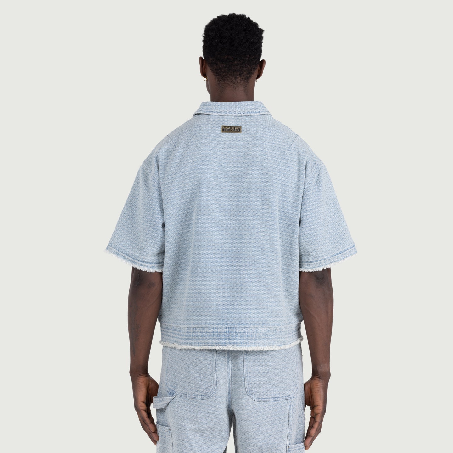 Vintage Indigo Zip Front Short Sleeve - Light Indigo