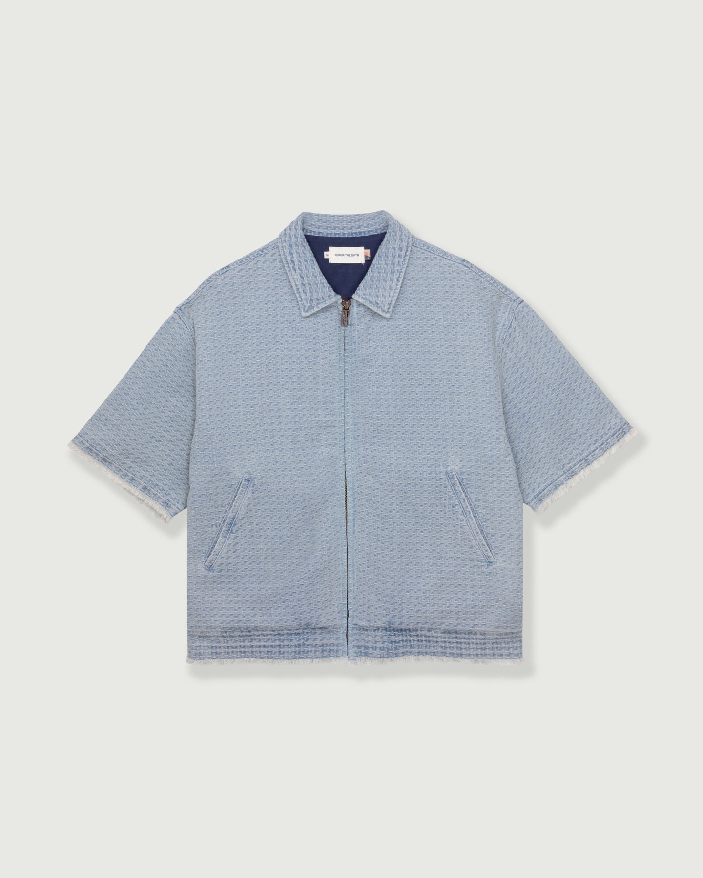 Vintage Indigo Zip Front Short Sleeve - Light Indigo