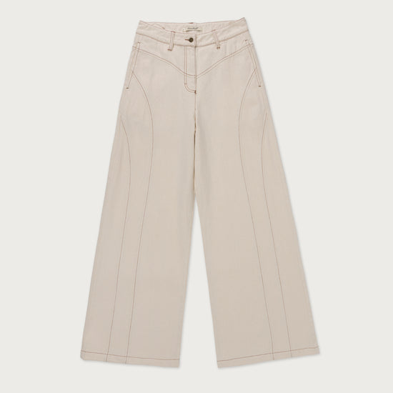 Tailored Curved Pant - Cream