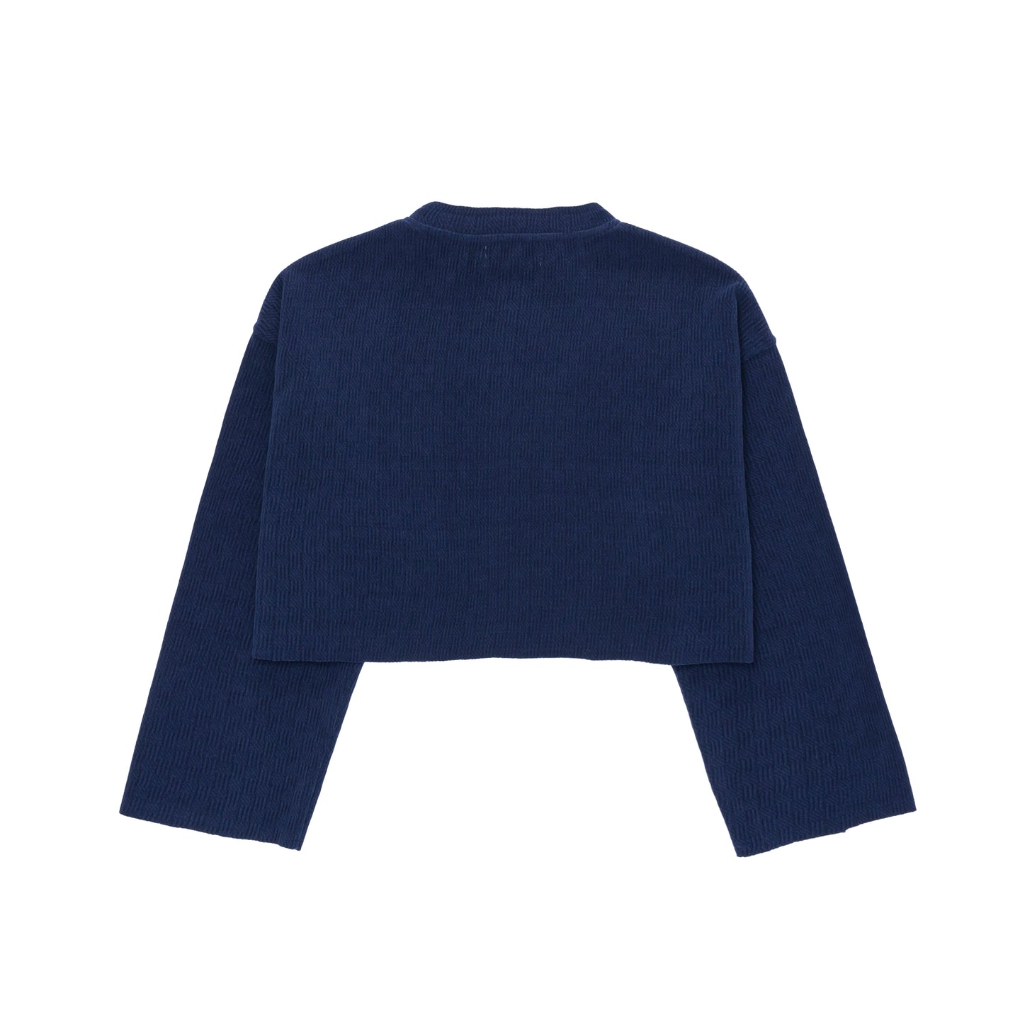 Womens Textured Cropped Crewneck - Blue