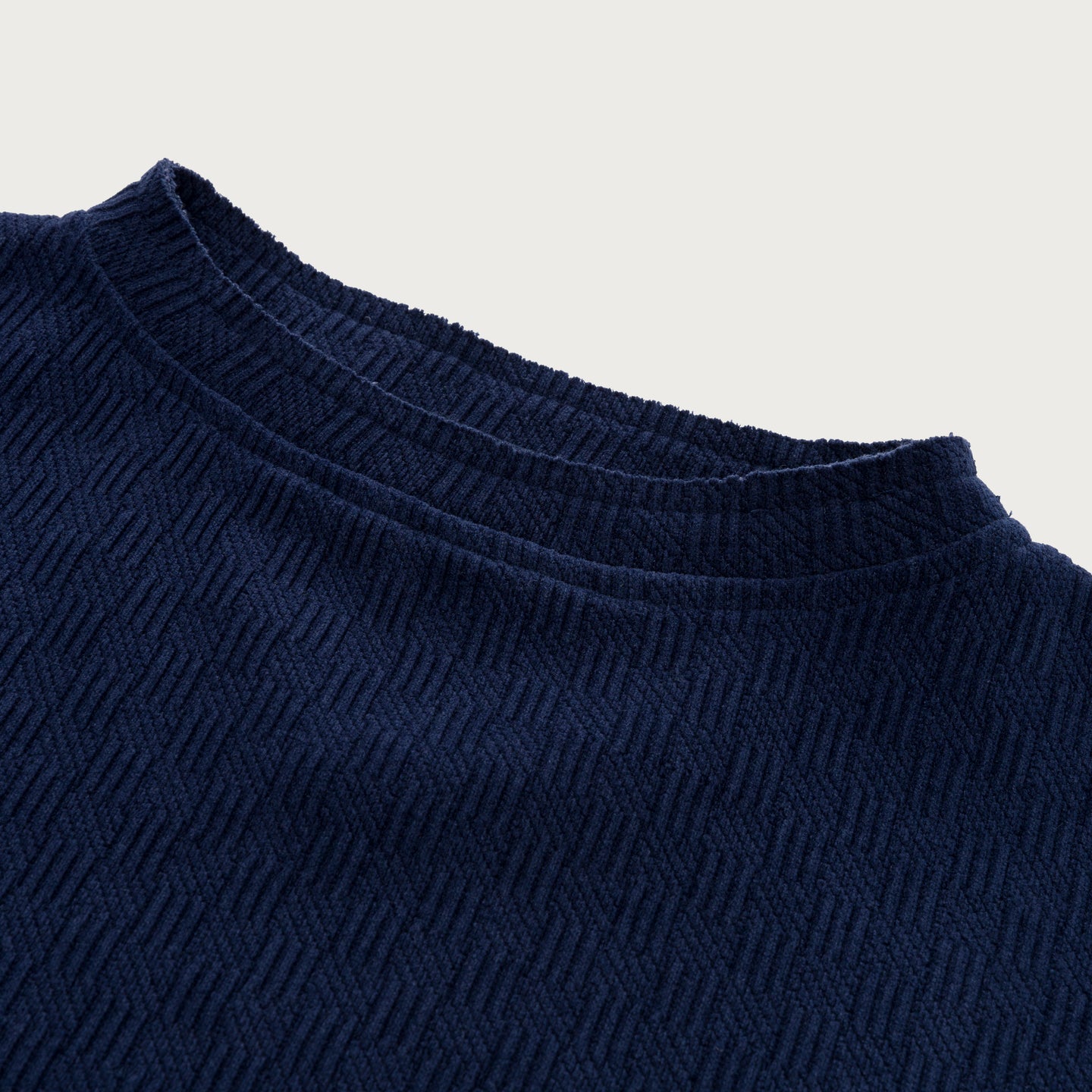 Womens Textured Cropped Crewneck - Blue