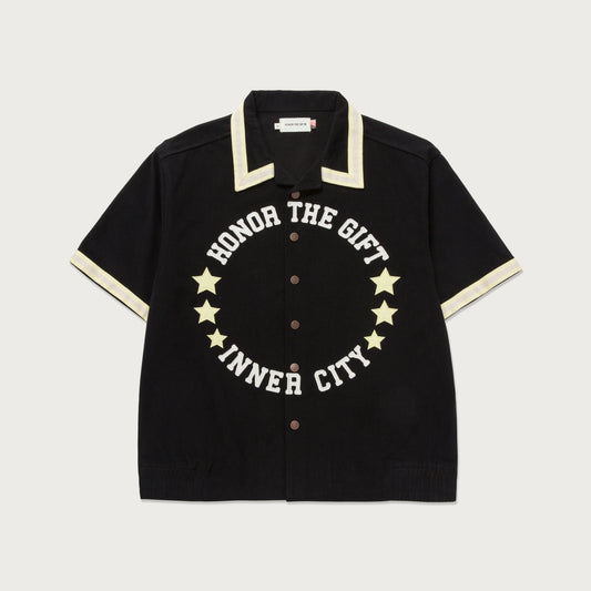 Tradition S/S Snap Button Up - Black