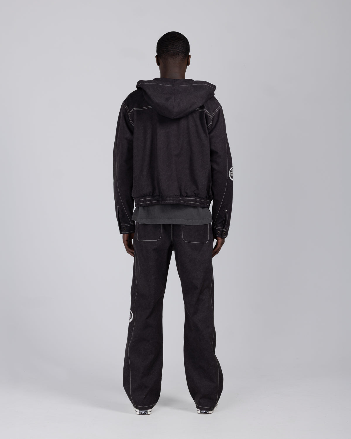 Twill Embroidered Pant - Black