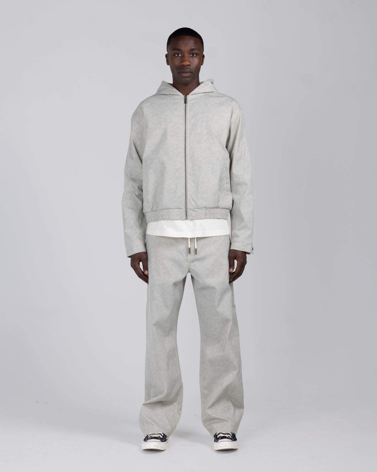 Twill Embroidered Pant - Stone