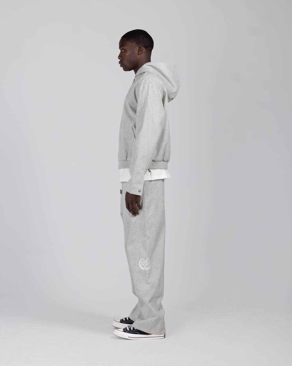 Twill Embroidered Pant - Stone