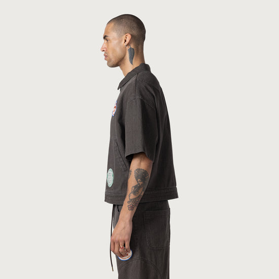 Twill Full Zip Shirt - Black