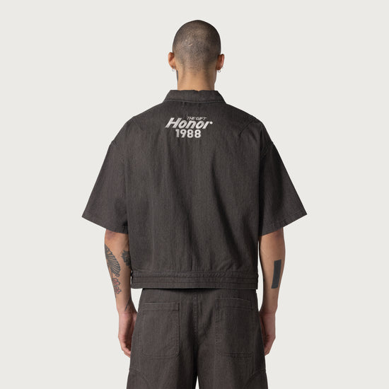 Twill Full Zip Shirt - Black