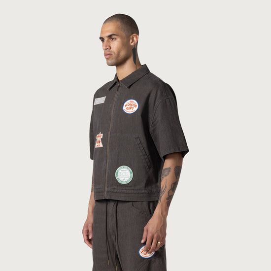 Twill Full Zip Shirt - Black