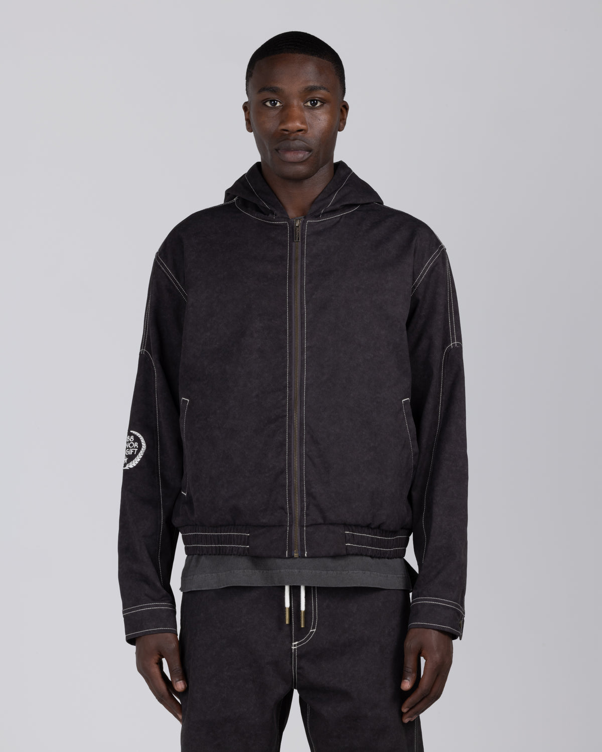 Twill Hooded Jacket - Black