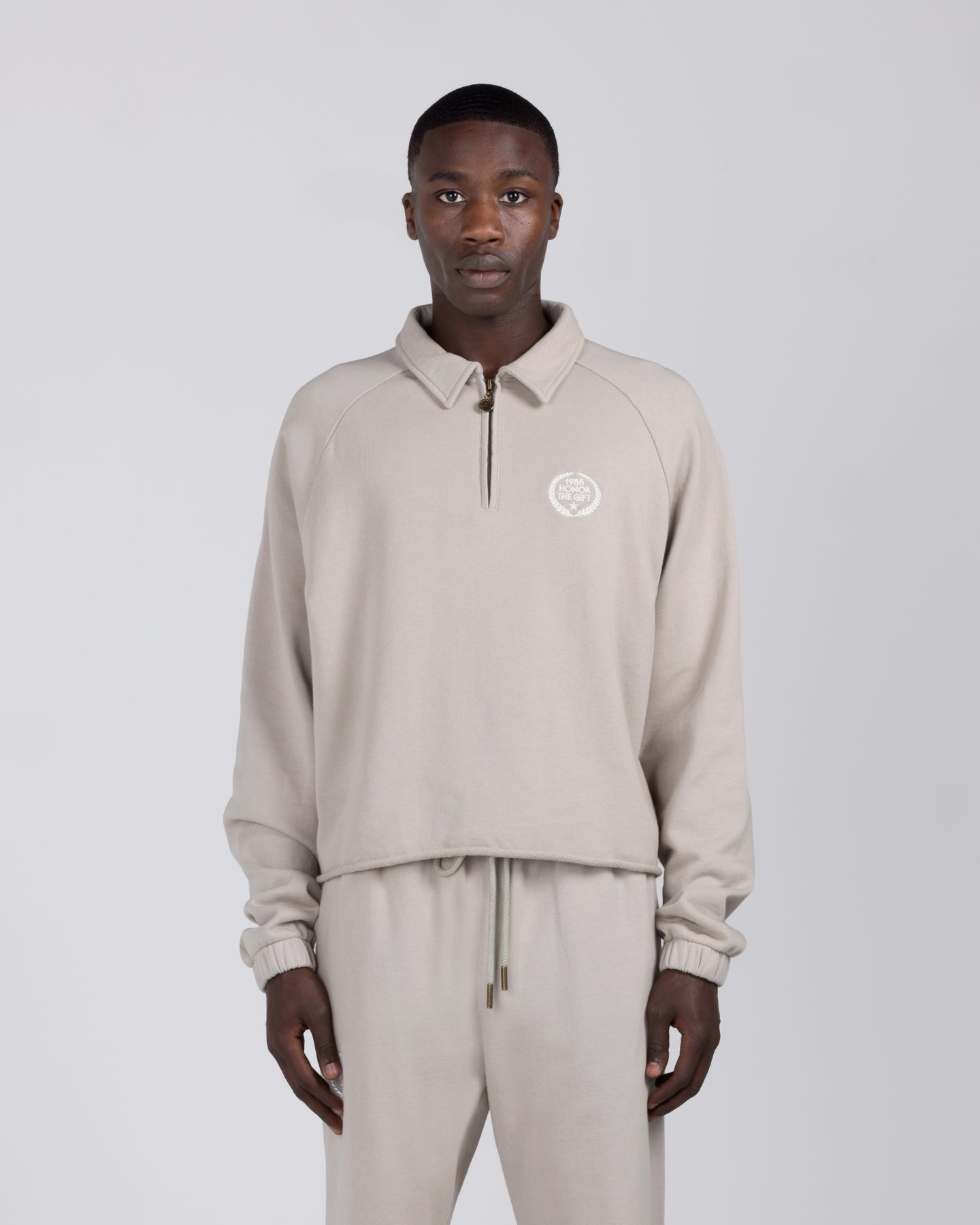Vintage Terry Quarter Zip - Vintage Stone