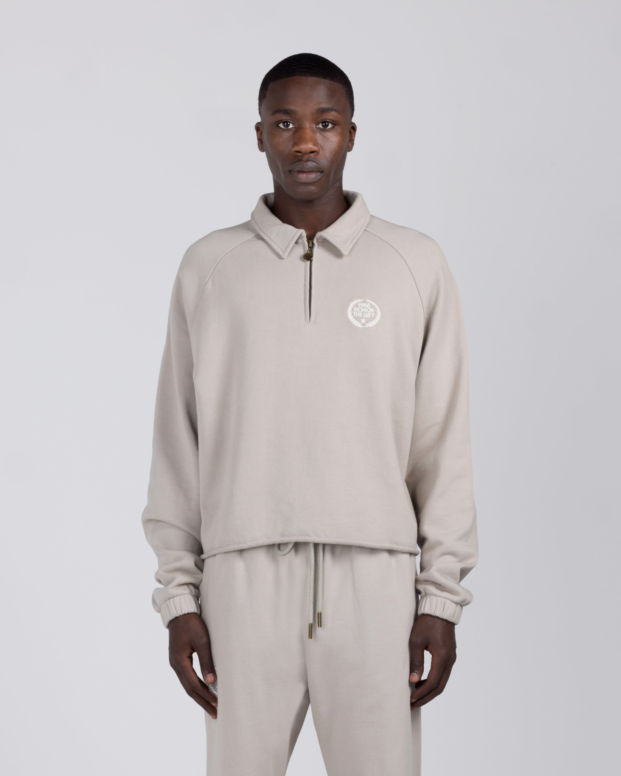 Vintage Terry Quarter Zip - Vintage Stone