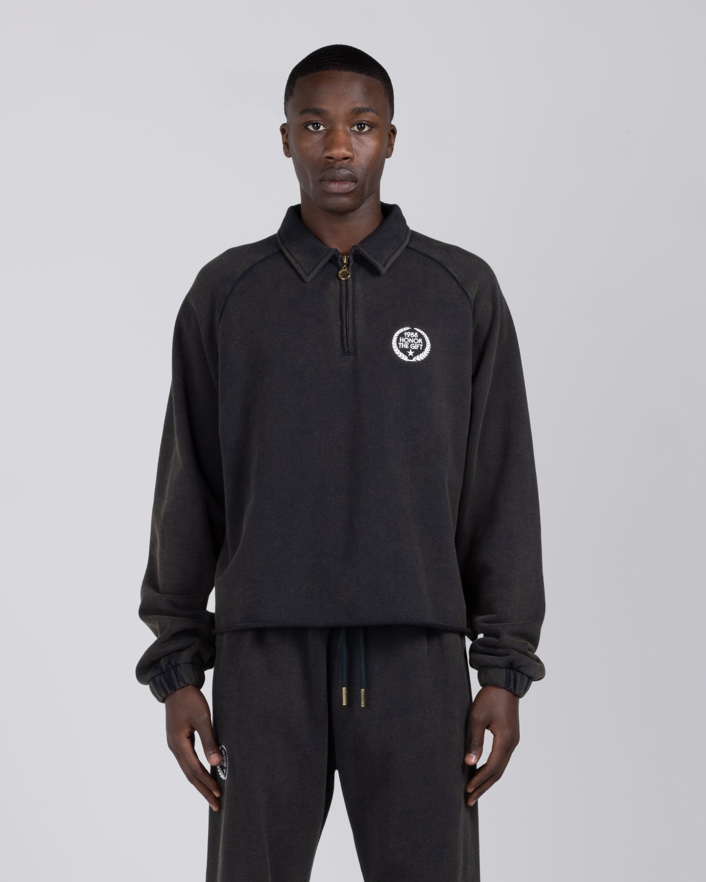 Vintage Terry Quarter Zip - Vintage Black