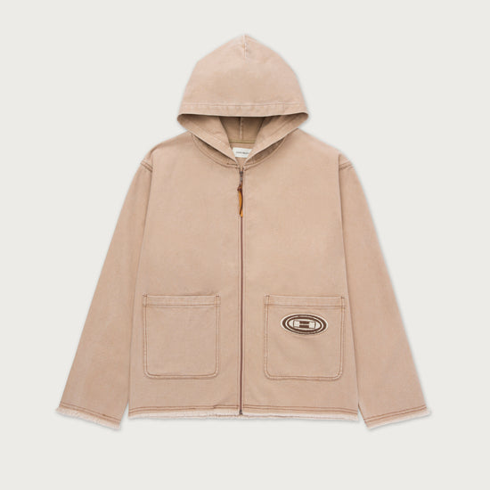 Washed Canvas Zip Hoodie - Tan