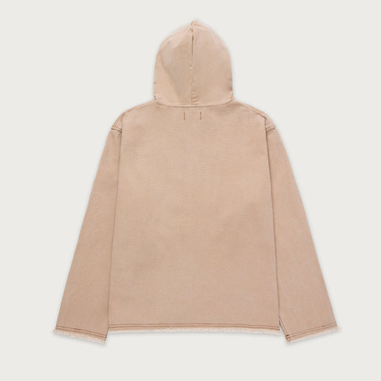 Washed Canvas Zip Hoodie - Tan