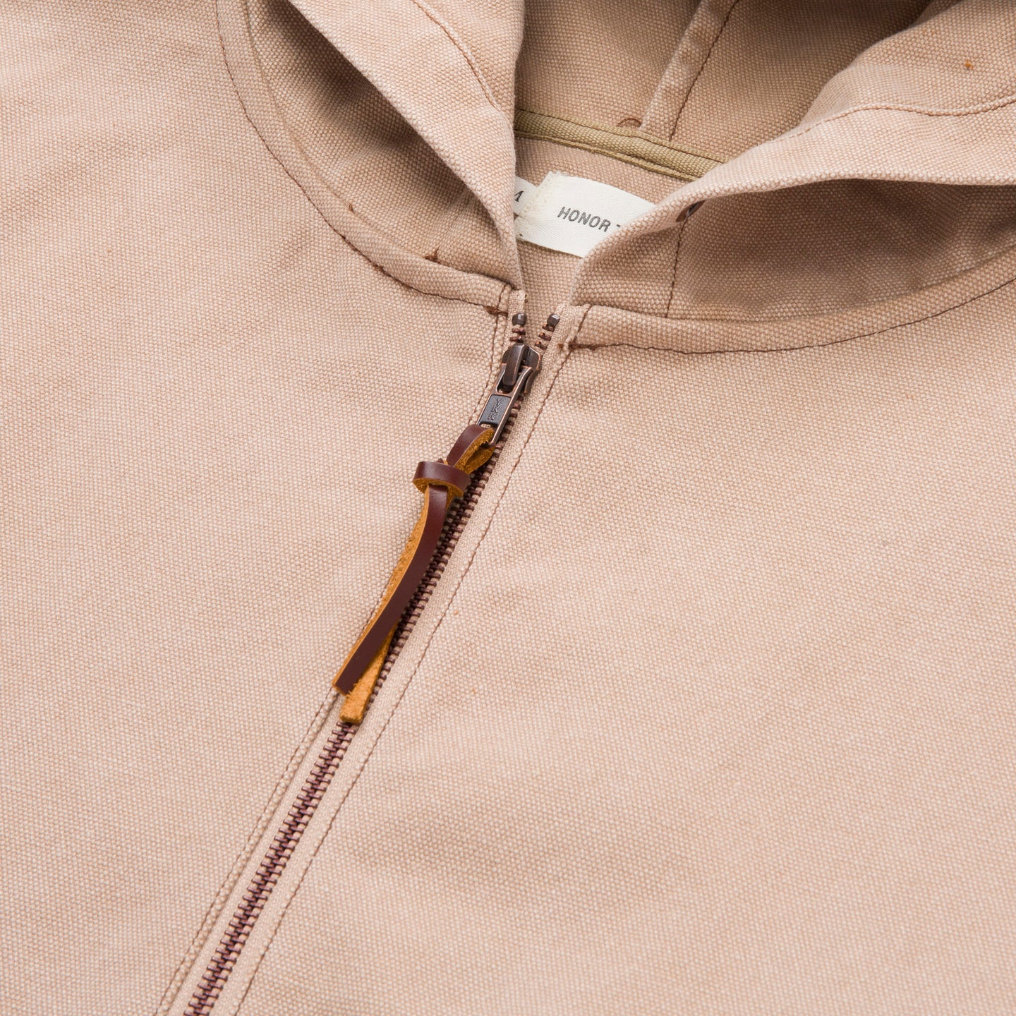 Washed Canvas Zip Hoodie - Tan