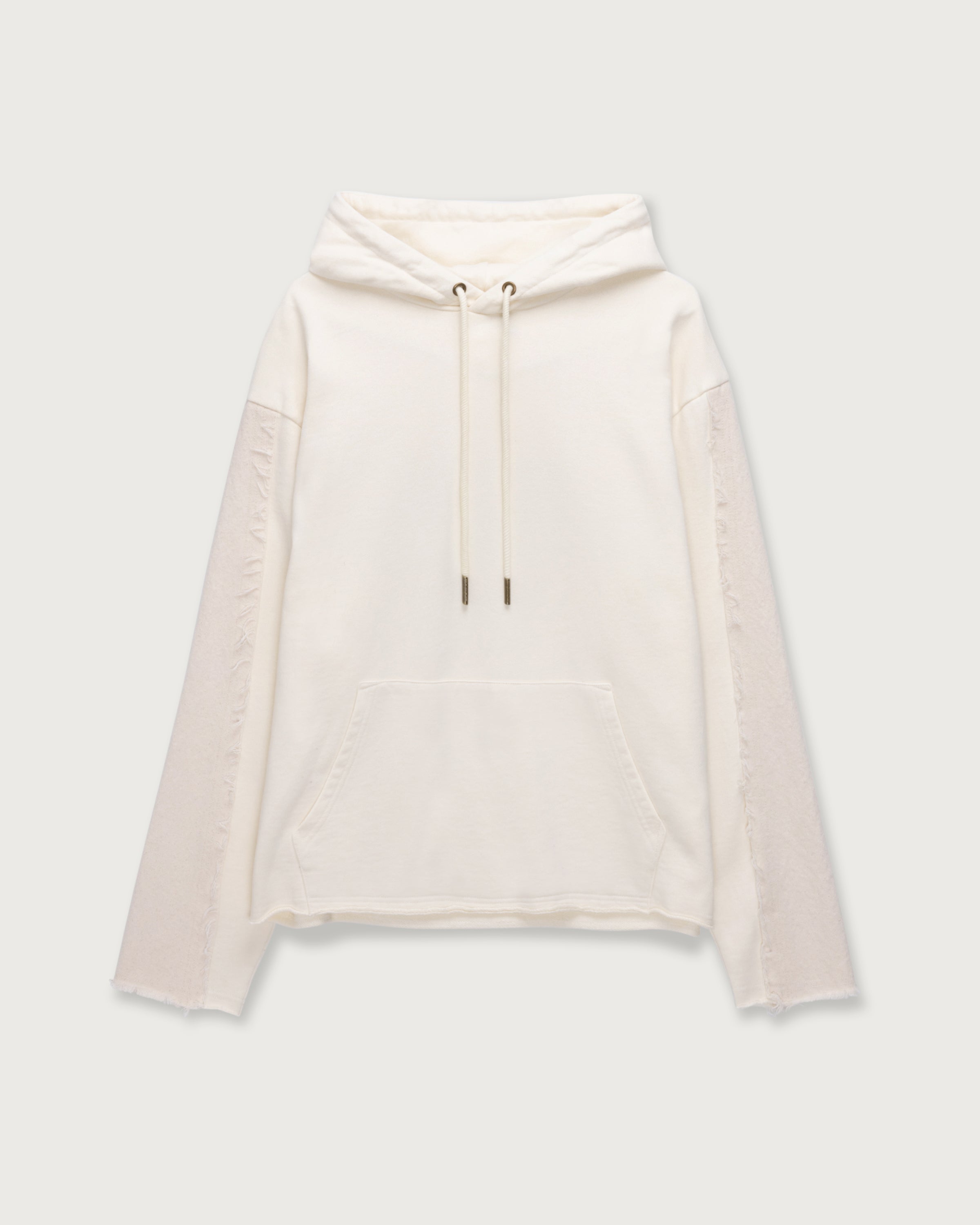 Denim Panel Hoodie - Bone