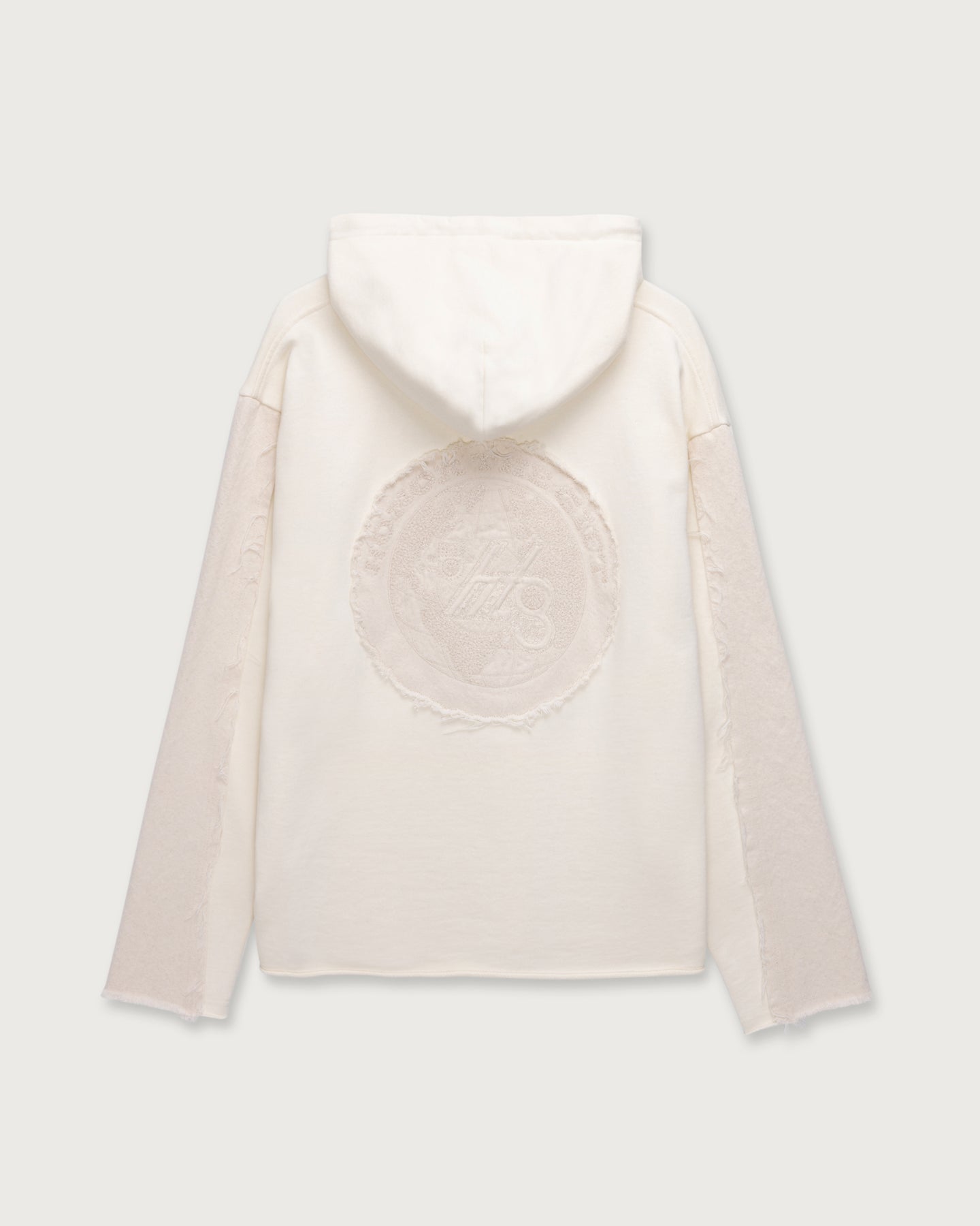 Denim Panel Hoodie - Bone