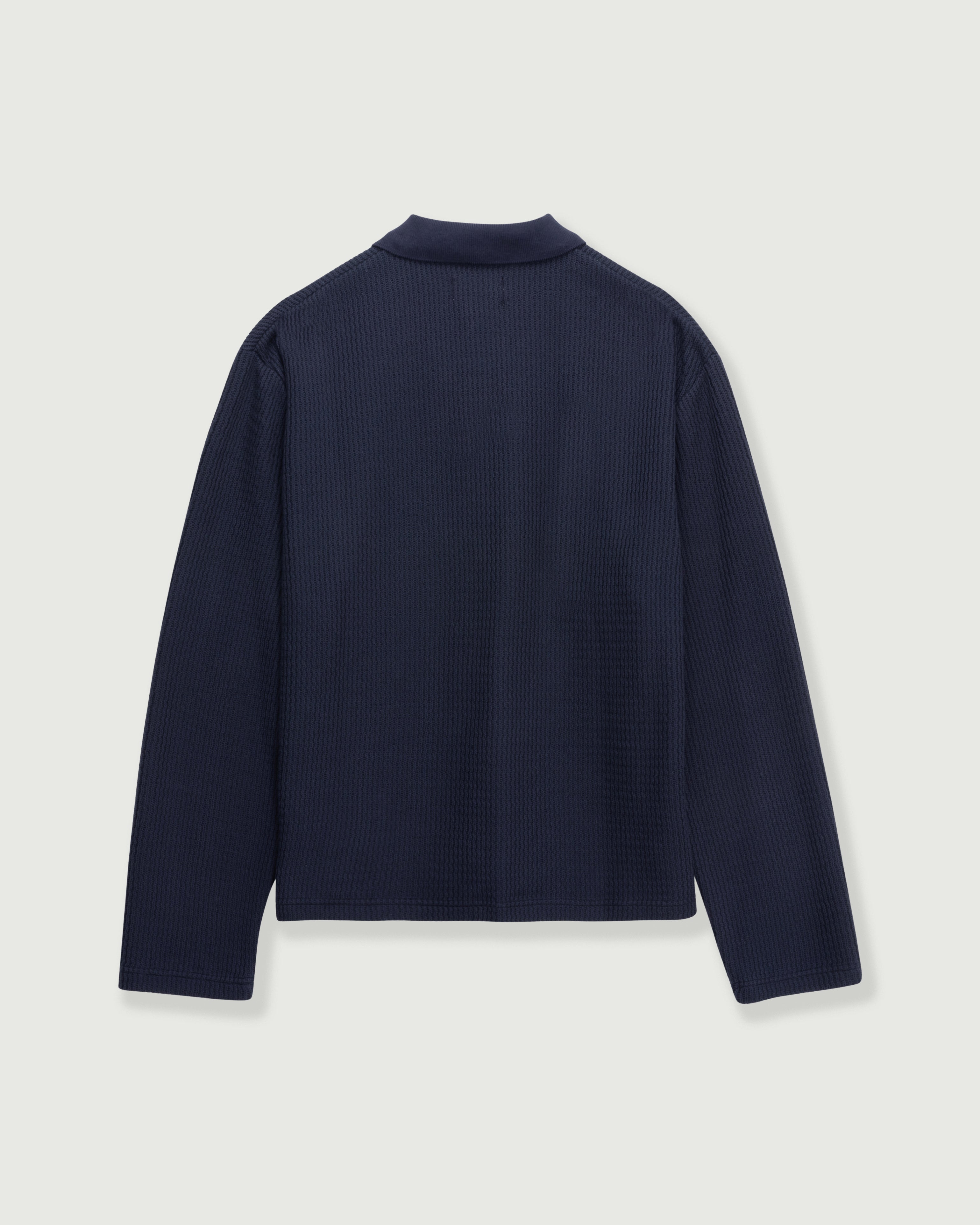 Wavy Knit L/S Polo - Navy – Honor The Gift